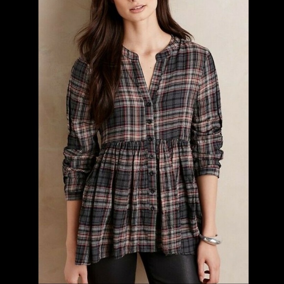 Anthropologie Tops - Anthropologie Sz M Tylho Plaid Buttondown Top EUC